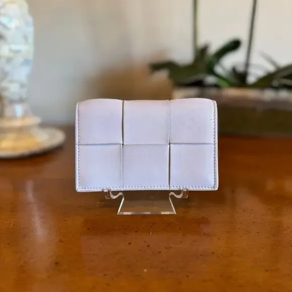 Bottega Veneta Maxi Intrecciato Card Holder Small Wallet Purple Lambskin - Picture 6 of 10